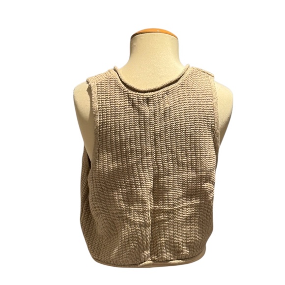JACKSON ROWE tan knit boxy cropped v-neck tank - size xs - Picture 2 of 5